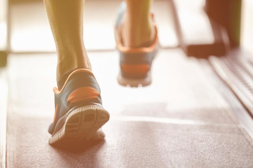 Walk on a treadmill to lose weight. 