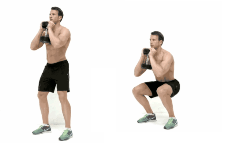 Dumbbell squats will help lose weight and train leg muscles. 