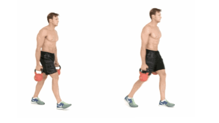 Farmer's Walk exercise with kettlebell for a slim figure